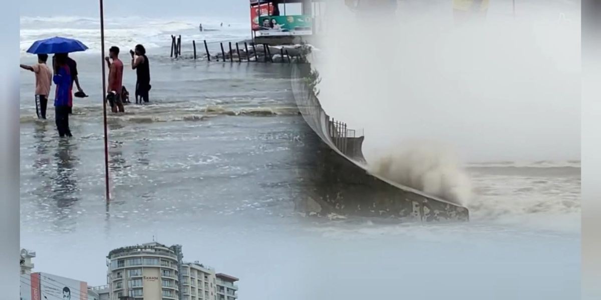 কক্সবাজার সমুদ্র সৈকত উত্তাল,টাঙানো হয়েছে লাল পতাকা,,